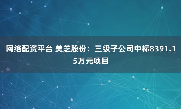 网络配资平台 美芝股份：三级子公司中标8391.15万元项目