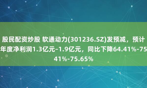 股民配资炒股 软通动力(301236.SZ)发预减，预计2024年度净利润1.3亿元–1.9亿元，同比下降64.41%-75.65%