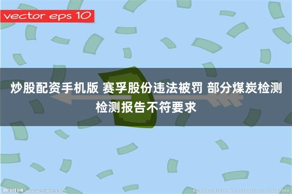 炒股配资手机版 赛孚股份违法被罚 部分煤炭检测检测报告不符要求